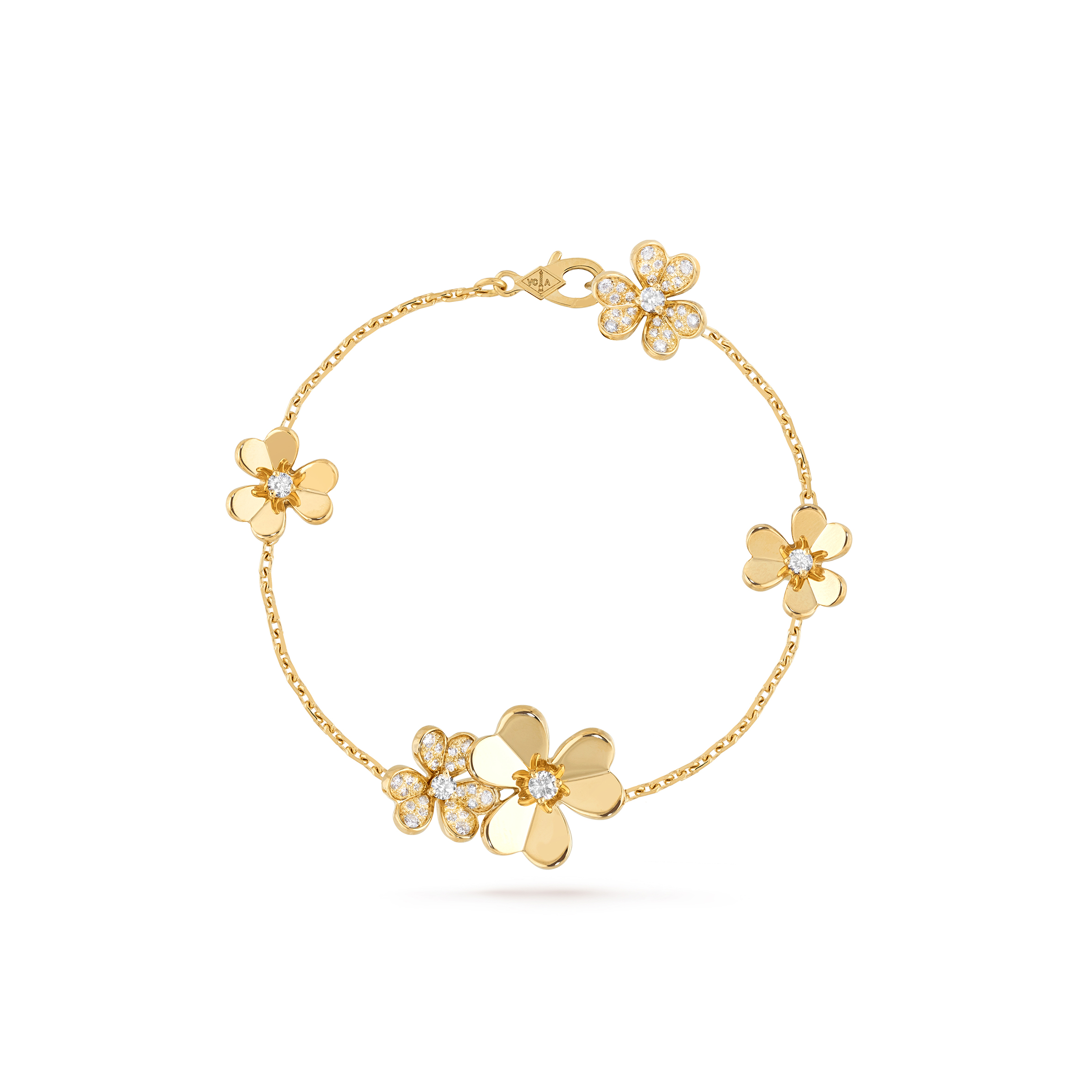 V*N CL*F arpels frivole bracelet, 5 flowers - yellow gold, diamond  vcarp3w400
